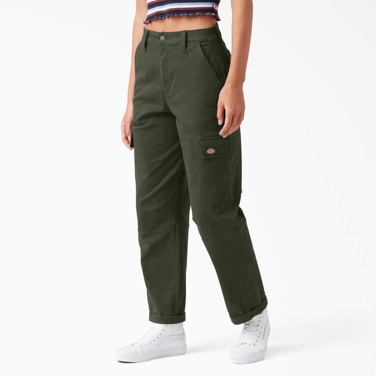 Women's Relaxed Fit Cropped Cargo Pants - Olive Green (OG) image number 1