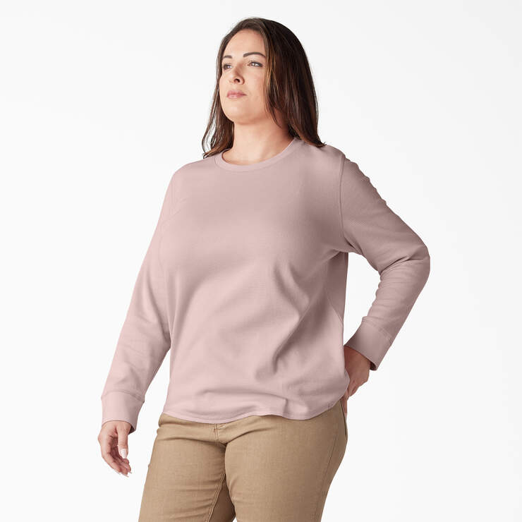 Women's Plus Long Sleeve Thermal Shirt - Peach Whip (P2W) image number 3