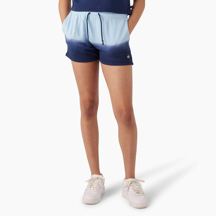Women's Relaxed Fit Ombre Knit Shorts, 3" - Sky Blue/Ink Navy Dip Dye (SKD) image number 1