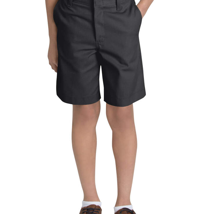Boys' Classic Fit Flat Front Shorts, 8-20 - Black (BK) image number 1