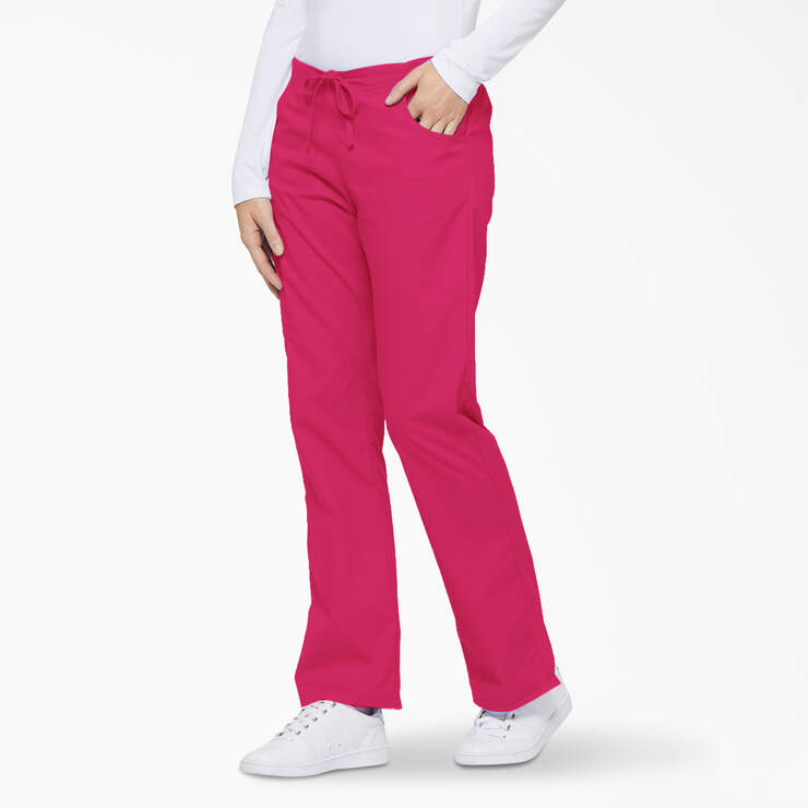Women's EDS Signature Drawstring Cargo Scrub Pants - Hot Pink (HPK) image number 3