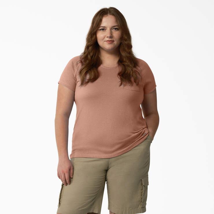 Women's Plus Cooling Short Sleeve Pocket T-Shirt - Cork Single Dye Heather (C2K) image number 1