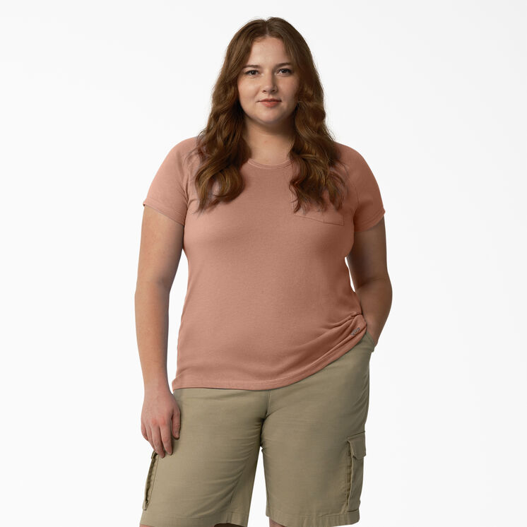 Women&#39;s Plus Cooling Short Sleeve Pocket T-Shirt - Cork Single Dye Heather &#40;C2K&#41;