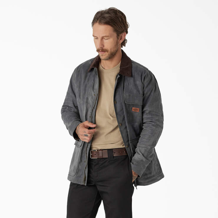 Fully Waxed Canvas Chore Coat - Charcoal Gray (CH) image number 3
