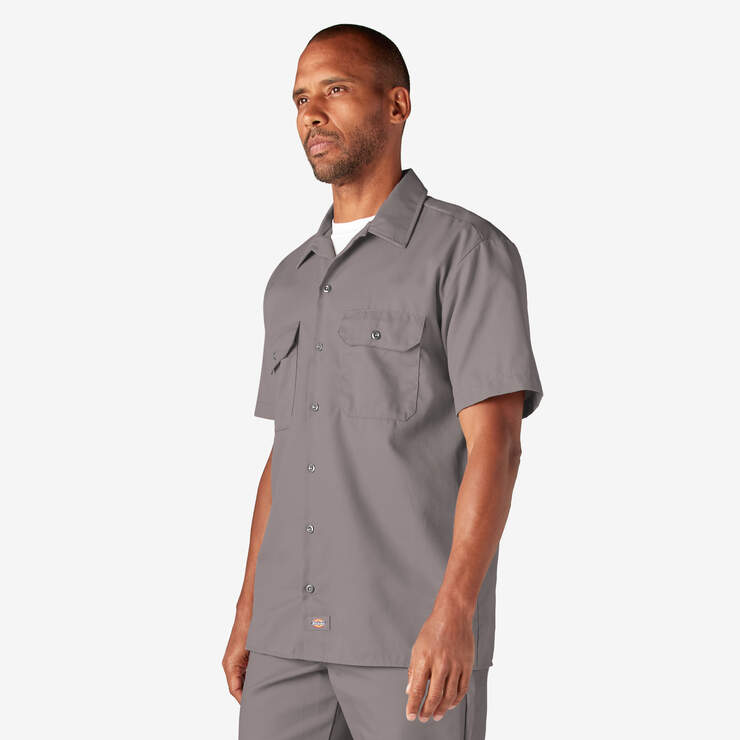 Short Sleeve Work Shirt - Silver (SV) image number 3
