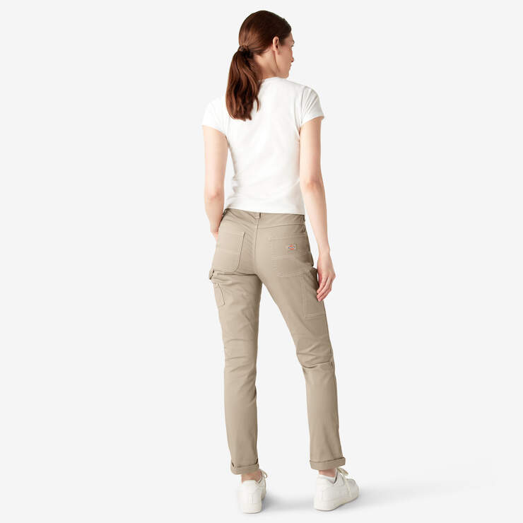 Women's Slim Straight Fit Roll Hem Carpenter Pants - Desert Sand (DS) image number 6