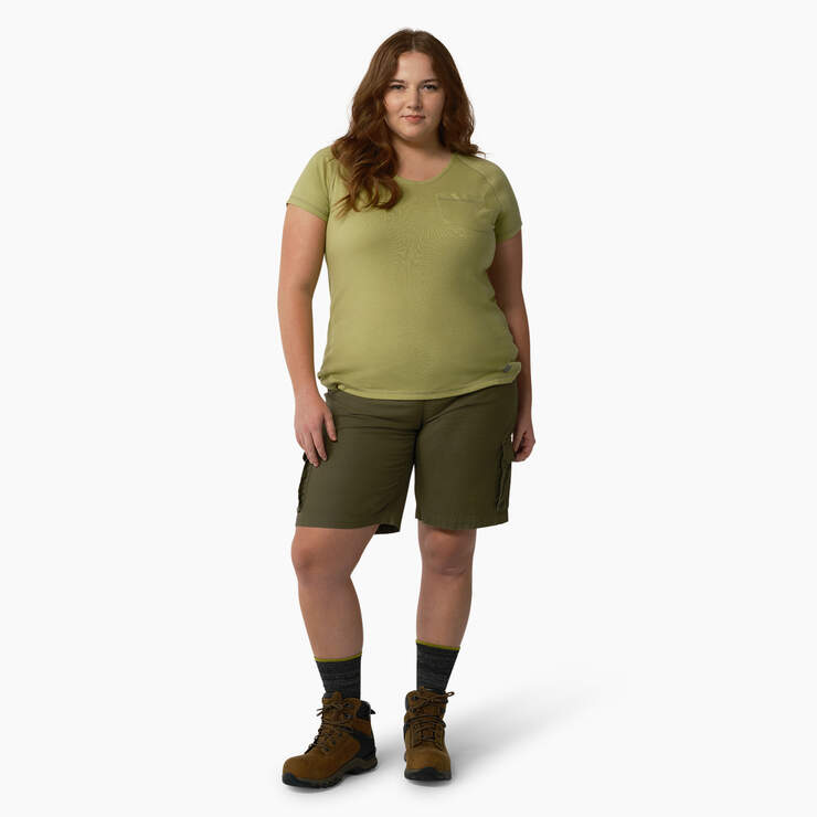 Women's Plus Cooling Short Sleeve Pocket T-Shirt - Fern Heather (F2H) image number 4