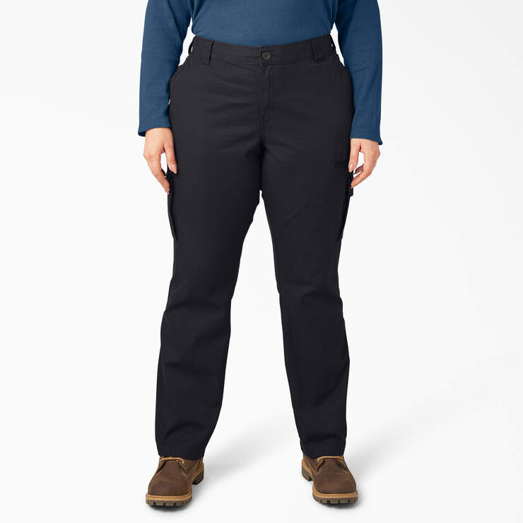 Women's Plus Relaxed Fit Cargo Pants - Rinsed Black (RBK) image number 1