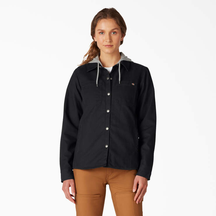 Women’s Duck Hooded Shirt Jacket - Black (BKX) image number 1