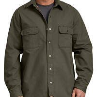 Relaxed Fit Flannel Lined Shirt - Rinsed Moss Green (RMS)