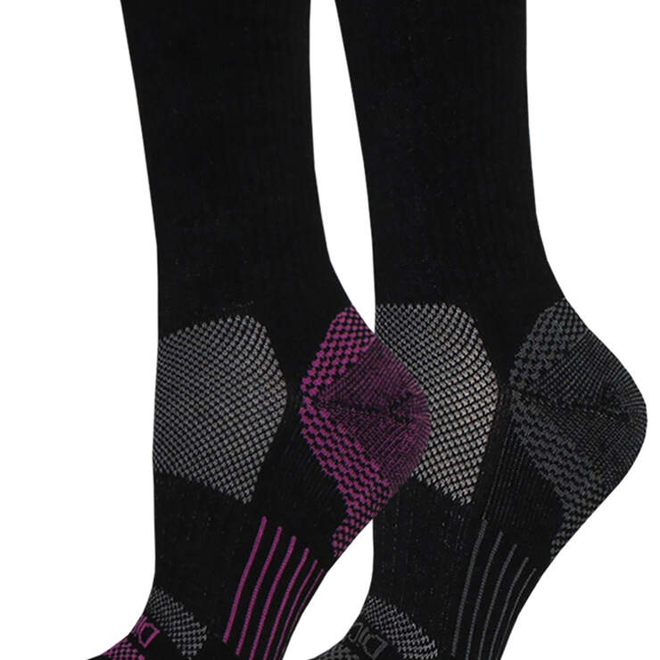 Women's SORBTEK® Moisture Control Crew Socks, 2-Pack, Size 6-9 - Black Pink (BKPK) image number 1