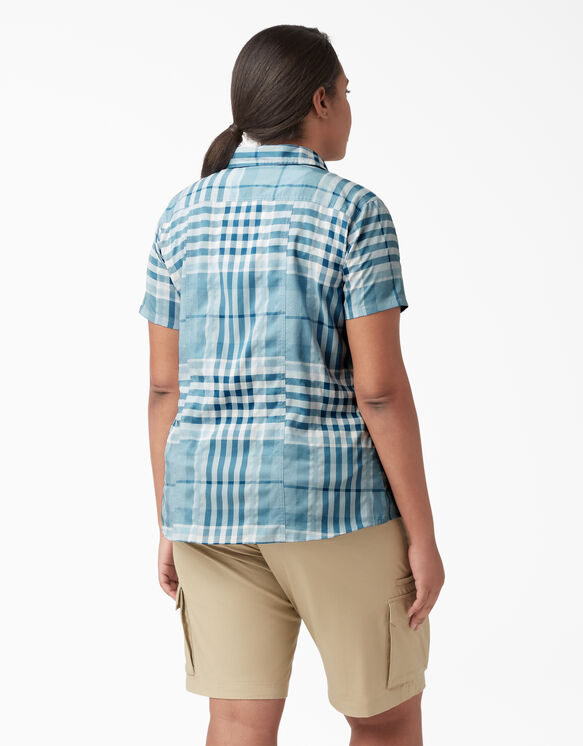Women&#39;s Plus Cooling Short Sleeve Work Shirt - Blue Plaid &#40;1PL&#41;
