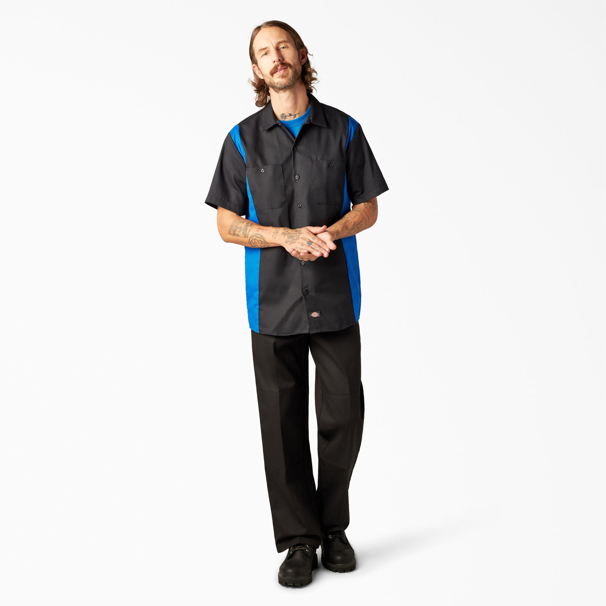 Two-Tone Short Sleeve Work Shirt
