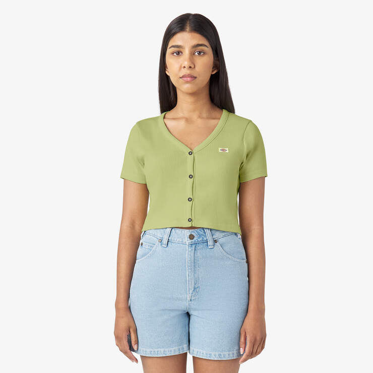 Women’s Short Sleeve Emporia Cardigan - Pale Green (AEG) image number 1