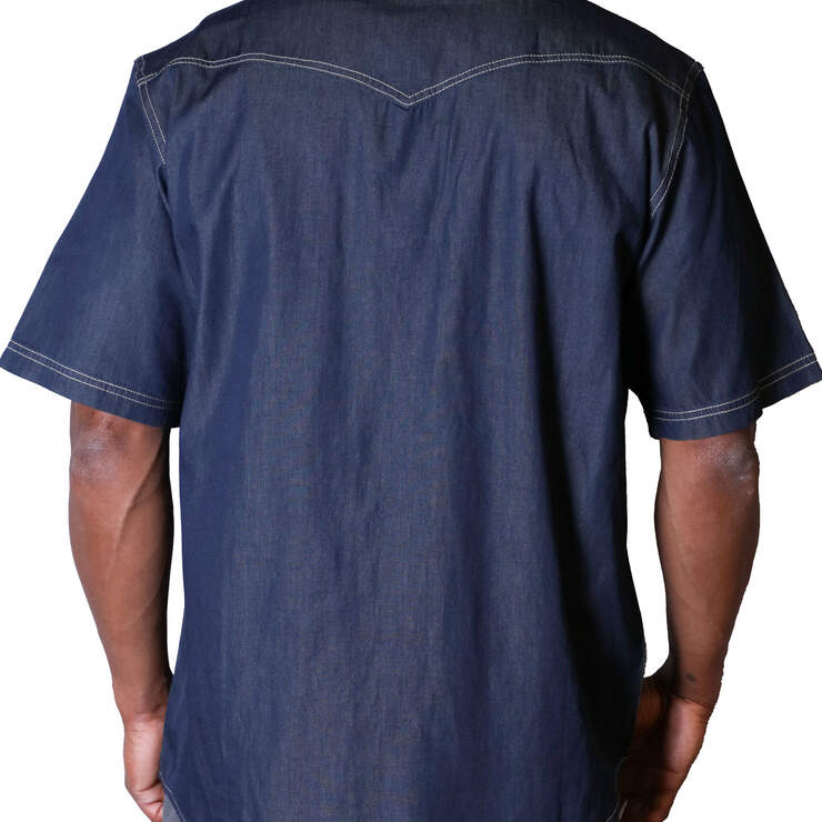 Short Sleeve Denim Western Shirt - Indigo Denim Blue (ID9) image number 2