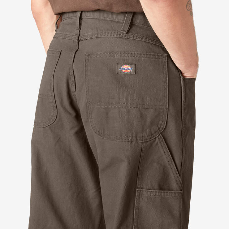 Relaxed Fit Heavyweight Duck Carpenter Pants - Rinsed Mushroom (RMR1) image number 9