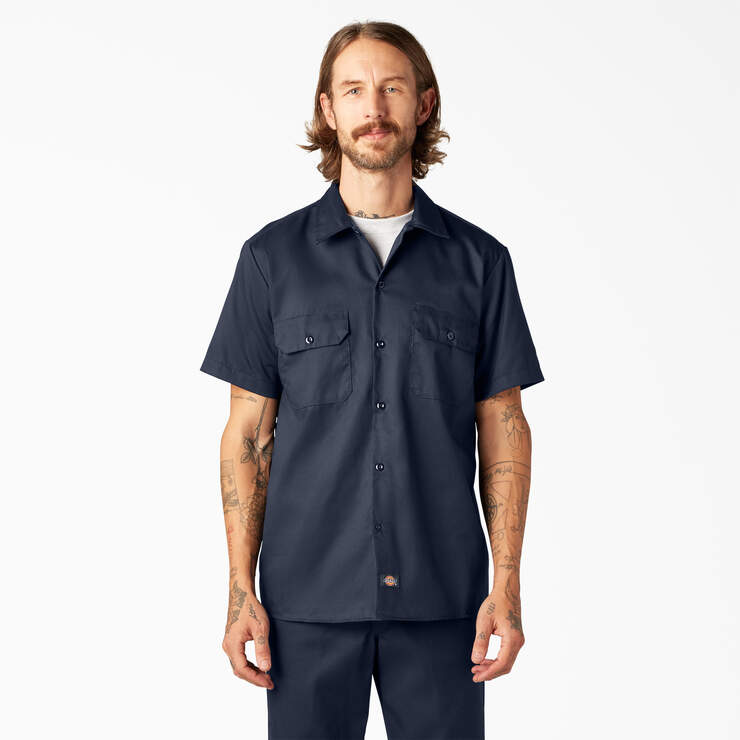 FLEX Slim Fit Short Sleeve Work Shirt - Dark Navy (DN) image number 1