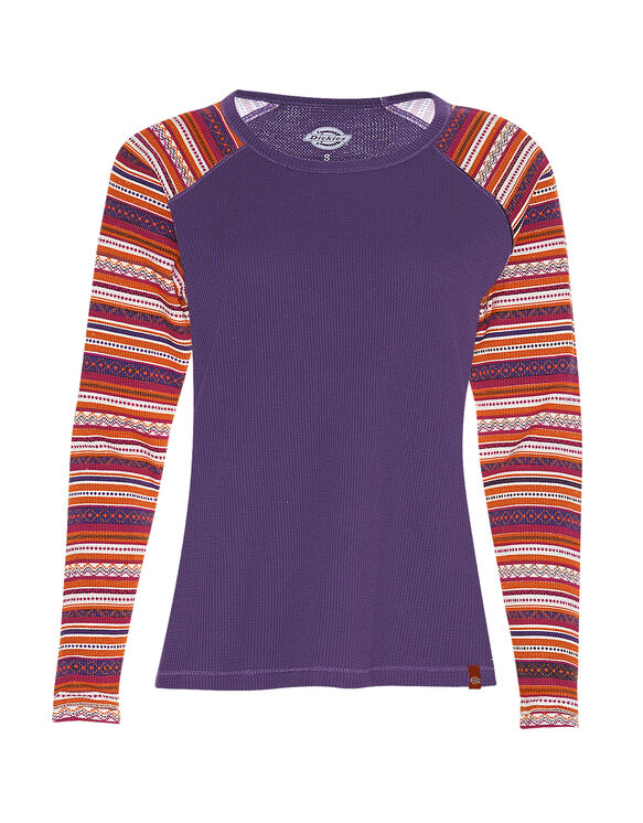 Women's Long Sleeve Thermal Henley - MID PURPLE (MP)