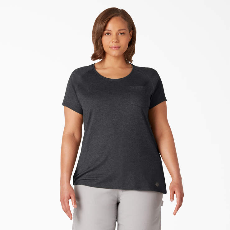 Women's Plus Cooling Short Sleeve Pocket T-Shirt - Black (KBK) image number 1