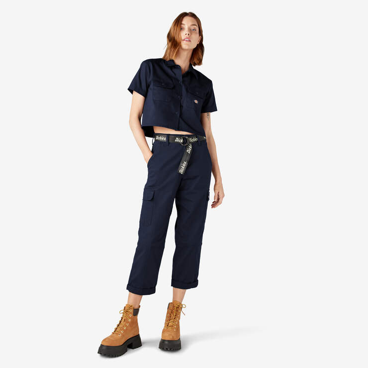 Women's Relaxed Fit Cropped Cargo Pants - Ink Navy (IK) image number 5