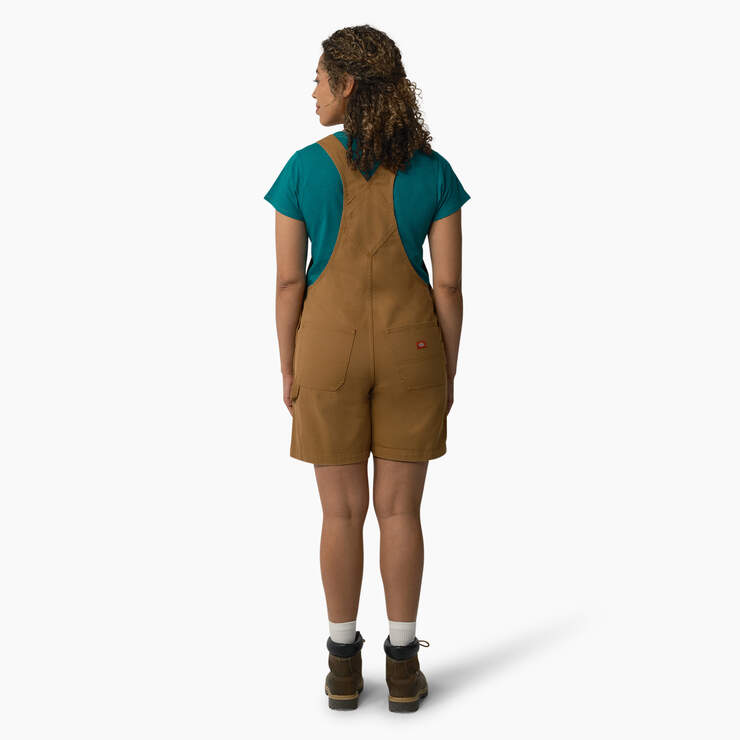Women's Relaxed Fit Bib Shortalls, 7" - Rinsed Brown Duck (RBD) image number 2