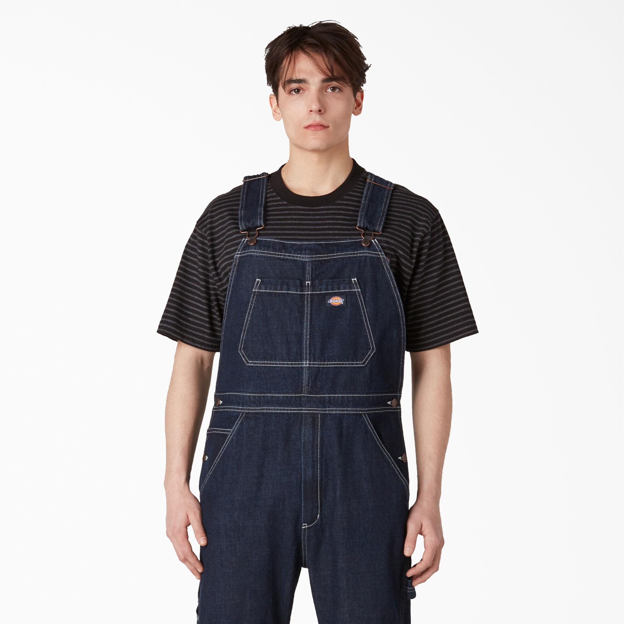 Rinsed Denim Double Knee Bib Overalls Dickies US