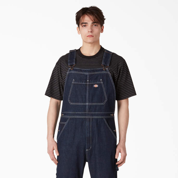 Rinsed Denim Double Knee Bib Overalls - Rinsed Indigo Blue (RNB) image number 5