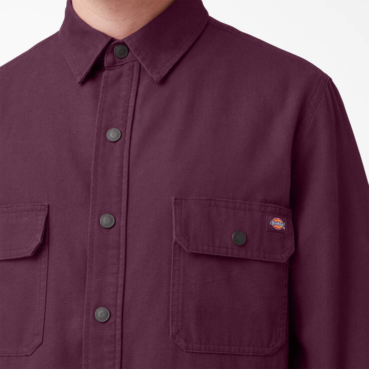 Long Sleeve Flannel-Lined Duck Shirt - Grape Wine (GW9) image number 5