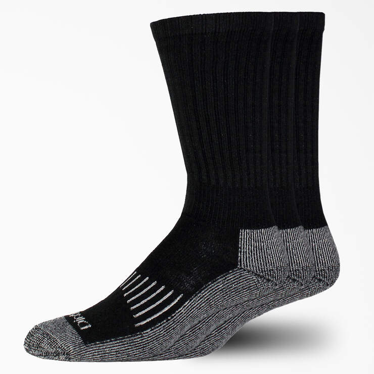 Heavyweight Crew Socks, Size 6-12, 3-Pack - Black (BK) image number 1