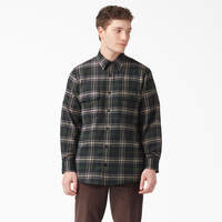 Long Sleeve Flannel Shirt - Green/Black Plaid (NPG)