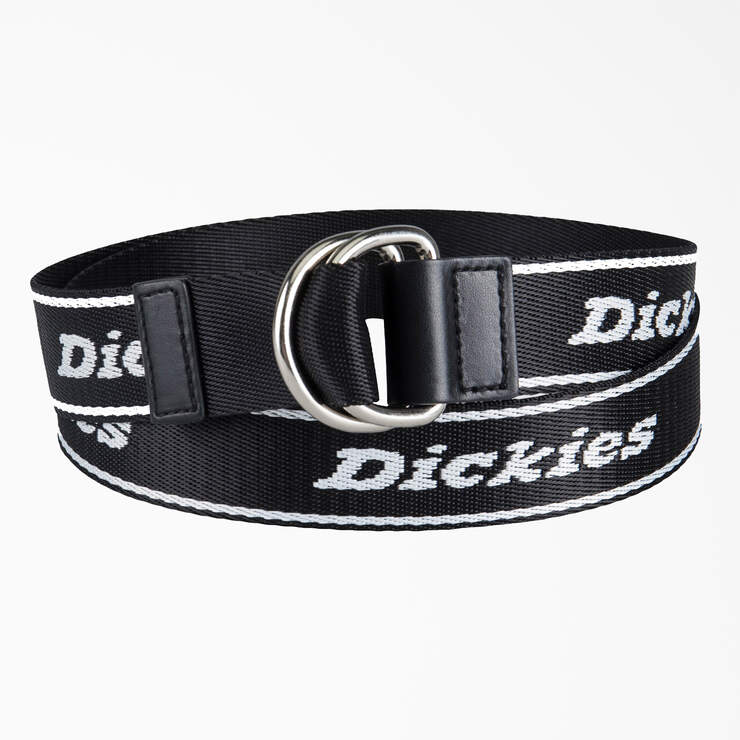 Women's D-Ring Logo Print Web Belt - Black (BK) image number 1