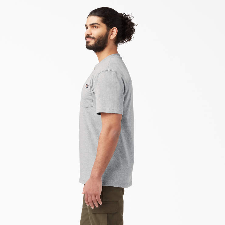 Heavyweight Short Sleeve Henley T-Shirt - Heather Gray (HG) image number 3