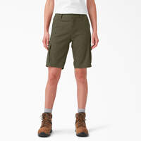 Women's Ripstop Cargo Shorts, 9" - Military Green (ML)