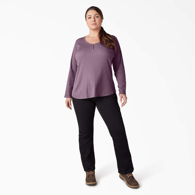 Women's Plus Henley Long Sleeve Shirt - Grapeade (GSD) image number 5