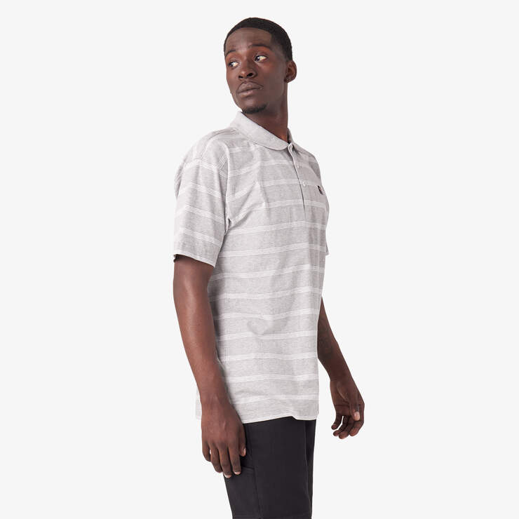Dickies Skateboarding Striped Short Sleeve Polo - Heather Gray Stripe (HGT) image number 4