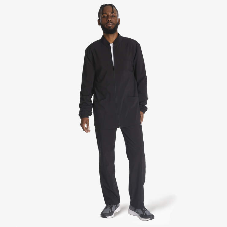 Men's EDS Essentials Zip Front Scrub Jacket - Black (BLK) image number 5
