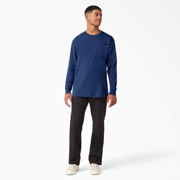 Heavyweight Long Sleeve Pocket T-Shirt - Deep Blue (EL) image number 9