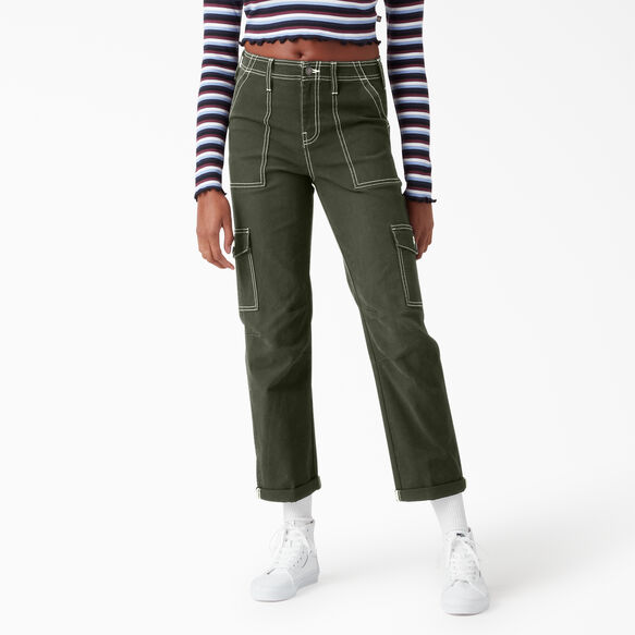 Women's Cuffed Utility Pants - Dickies US, Olive Green