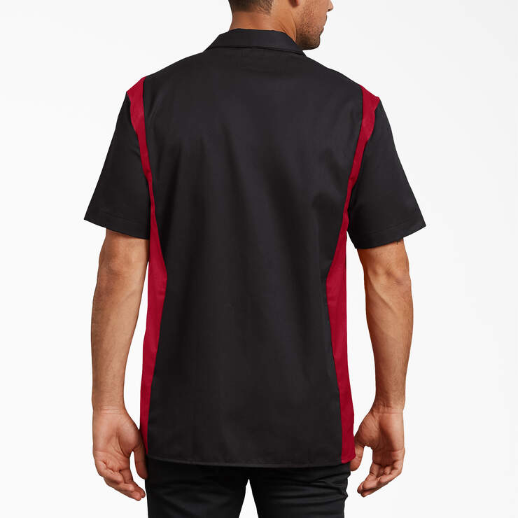 Two-Tone Short Sleeve Work Shirt - Black Red Tone (BKER) image number 2