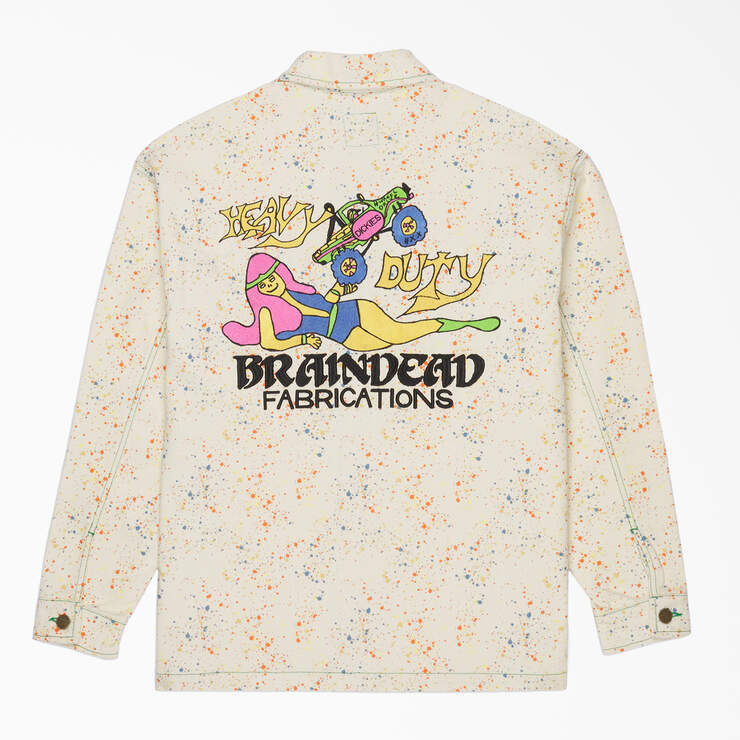 Brain Dead Paint Splatter Canvas Jacket - White (WH) image number 1