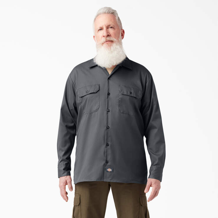 FLEX Relaxed Fit Long Sleeve Work Shirt - Charcoal Gray (CH) image number 1