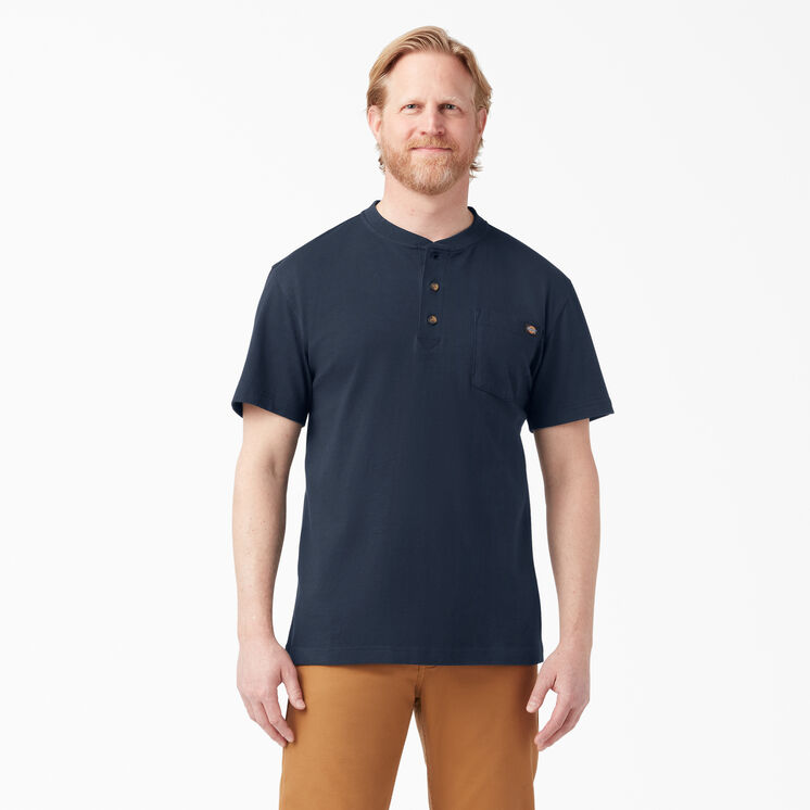 Heavyweight Short Sleeve Henley T-Shirt - Dark Navy &#40;DN&#41;