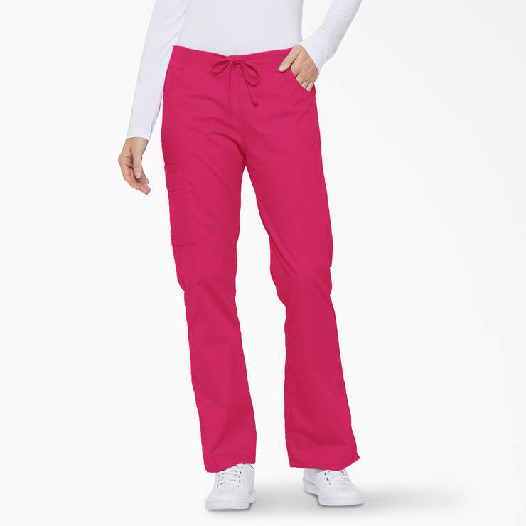 Women's EDS Signature Drawstring Cargo Scrub Pants - Hot Pink (HPK) image number 1