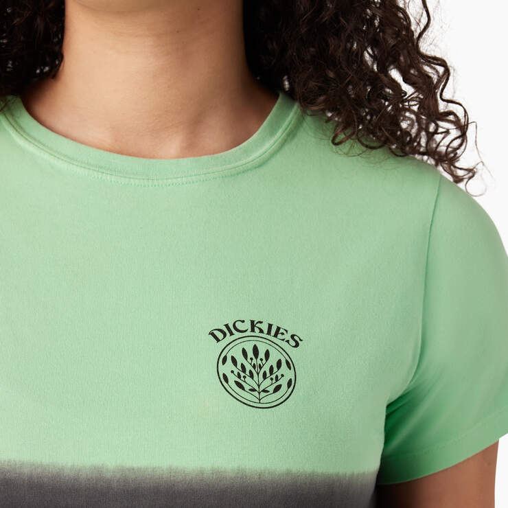 Women's Ombre Cropped T-Shirt - Apple Mint/Black Dip Dye (AMD) image number 5