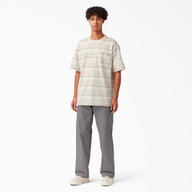 Relaxed Fit Striped Pocket T-Shirt - Cloud Stripe (L2S) image number 4