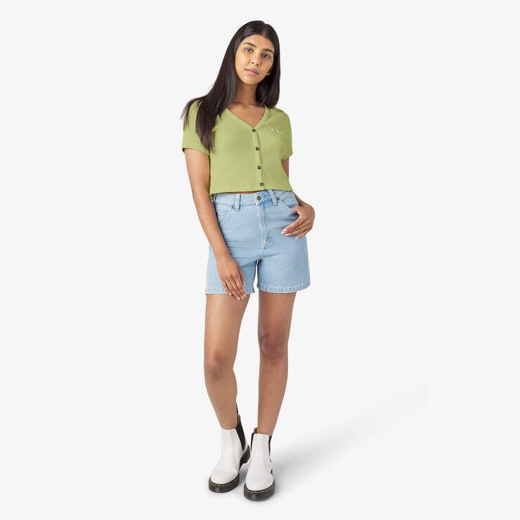 Women’s Short Sleeve Emporia Cardigan - Pale Green (AEG) image number 5