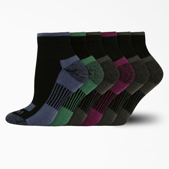 Women&#39;s Moisture Control Quarter Socks, Size 6-9, 6-Pack - Black &#40;BK&#41;