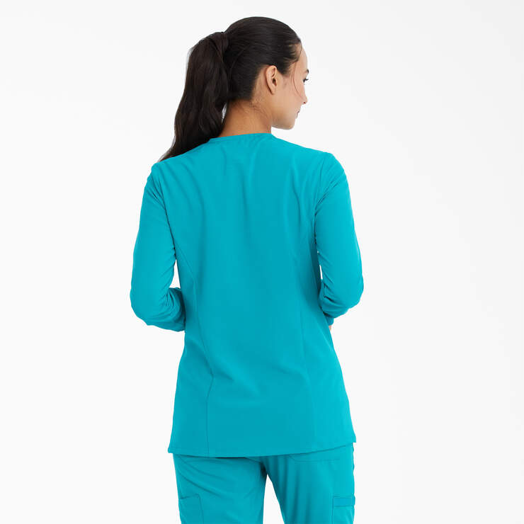 Women's EDS Essentials Snap Front Scrub Jacket - Teal Blue (TLB) image number 2
