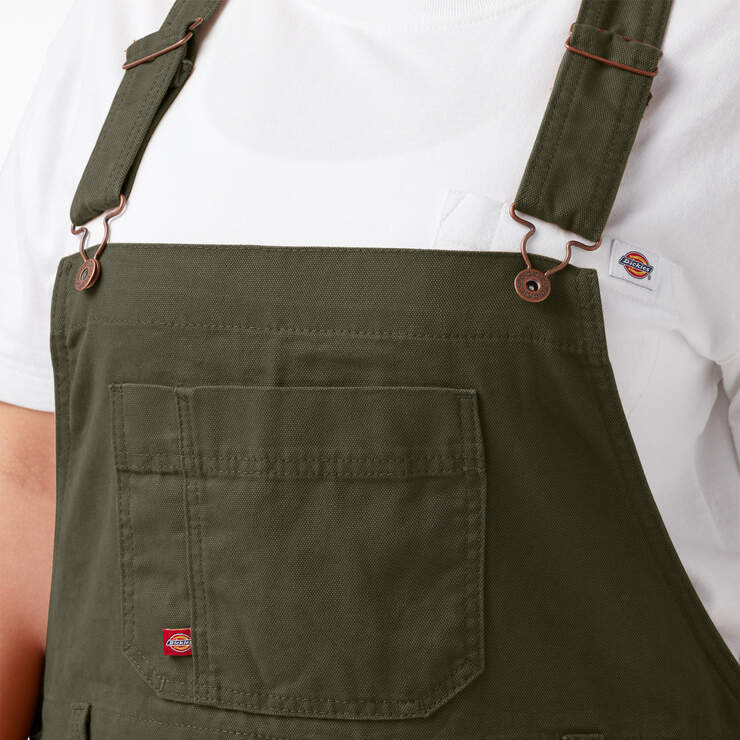 Women's Plus Relaxed Fit Bib Overalls - Rinsed Moss Green (RMS) image number 5