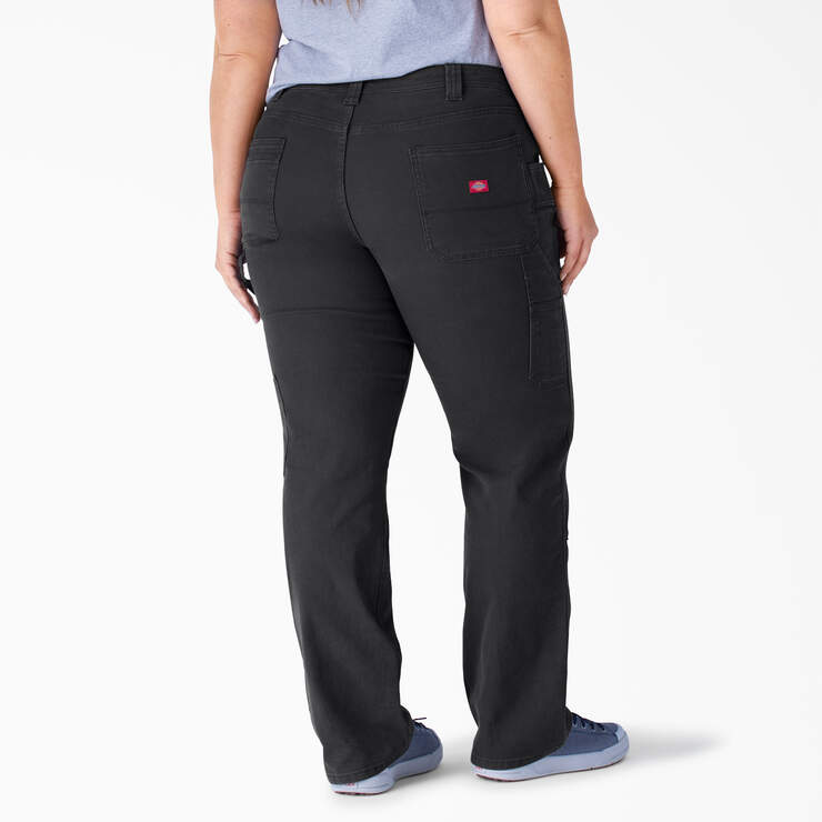 Women's Plus FLEX Relaxed Fit Duck Carpenter Pants - Rinsed Black (RBK) image number 2
